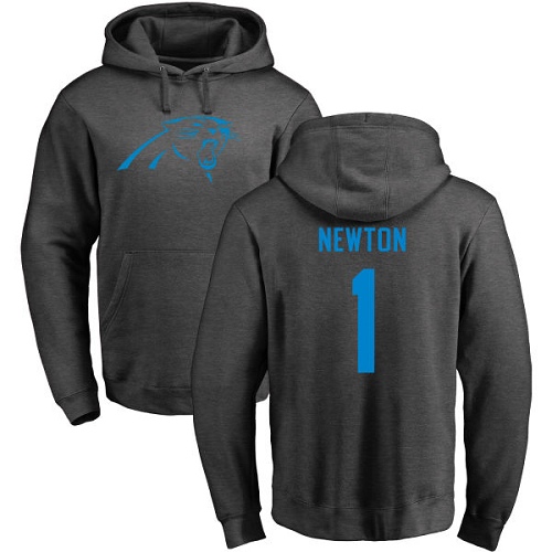 Carolina Panthers Men Ash Cam Newton One Color NFL Football #1 Pullover Hoodie Sweatshirts->carolina panthers->NFL Jersey